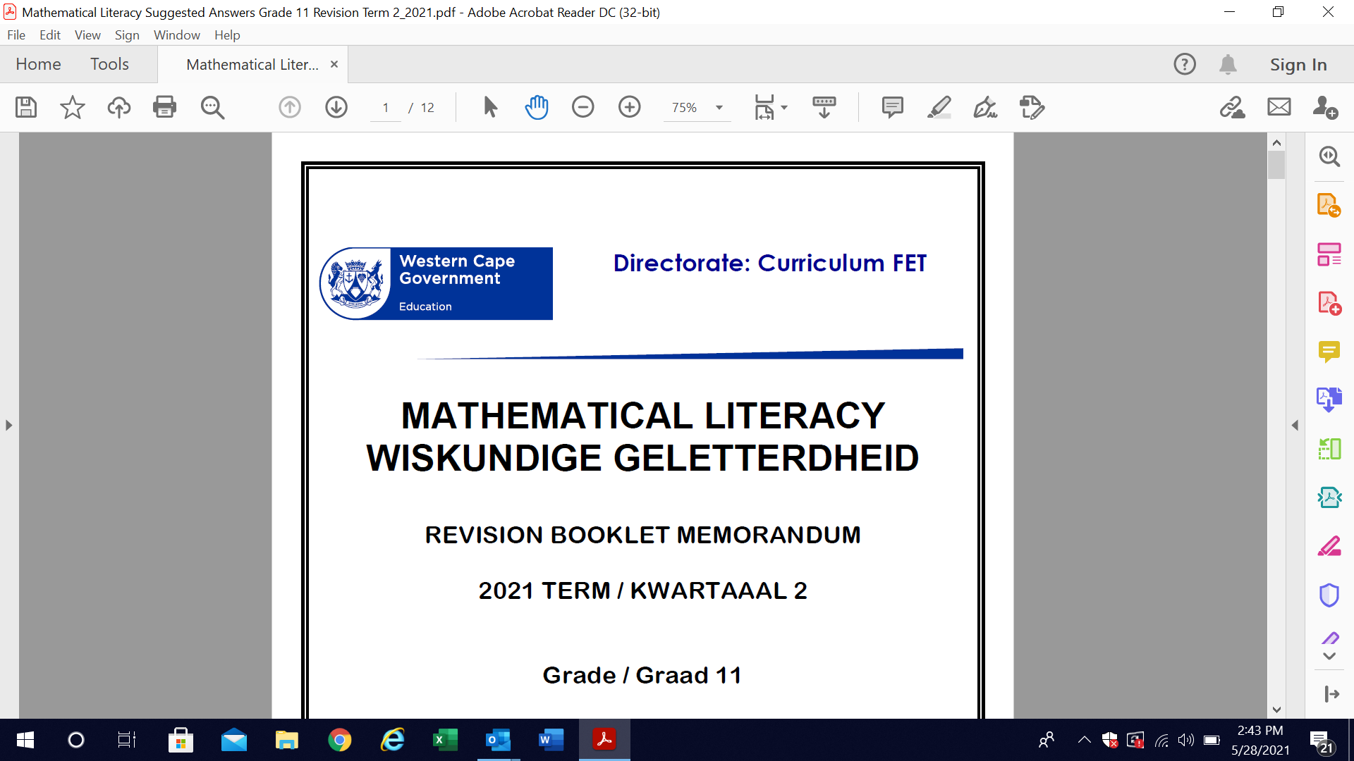 mathematical literacy grade 11 assignment memorandum